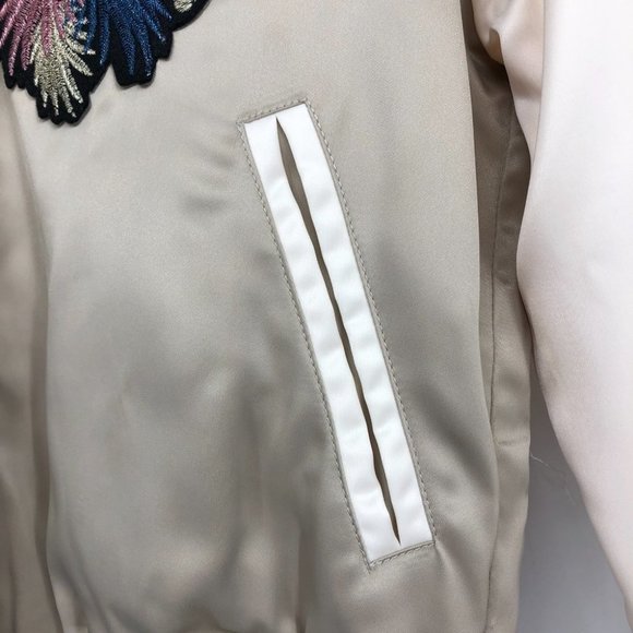 Maje Satin Bomber Jacket with Embroidered Floral Design - Picture 8 of 16